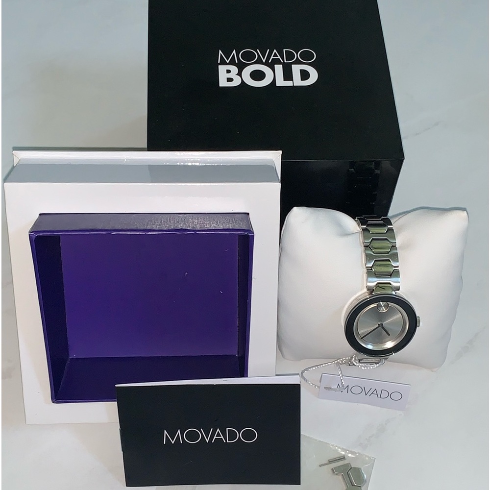Movado BOLD Silver Watch 36mm